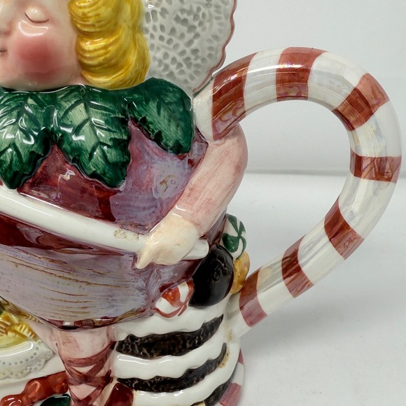 Department 56 Teapot Sugar Plum Fairy Christmas Teapot Candy Cane/Holly Handle - Picture 4 of 10